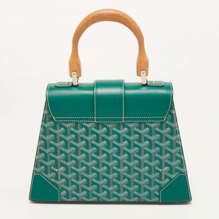 Pre Owned Goyard Green Coated Canvas and Leather PM Saigon Top Handle Bag