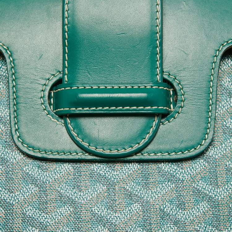 Pre Owned Goyard Green Coated Canvas and Leather PM Saigon Top Handle Bag