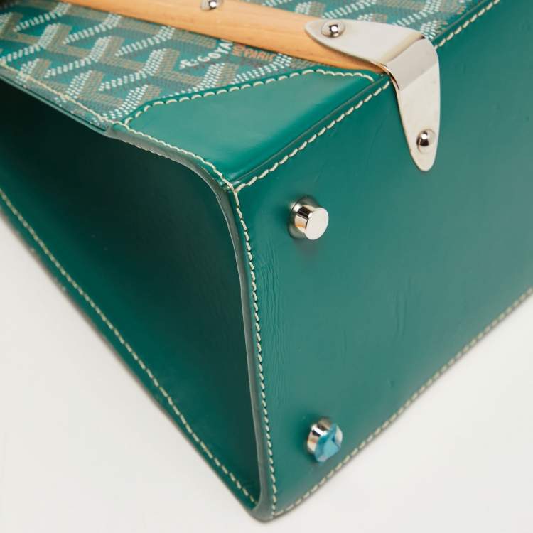 Pre Owned Goyard Green Coated Canvas and Leather PM Saigon Top Handle Bag