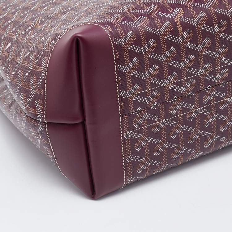 Pre Owned Goyard Burgundy Goyardine Coated Canvas and Leather Bellechasse PM Tote