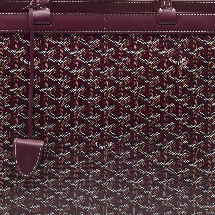Pre Owned Goyard Burgundy Goyardine Coated Canvas and Leather Bellechasse PM Tote