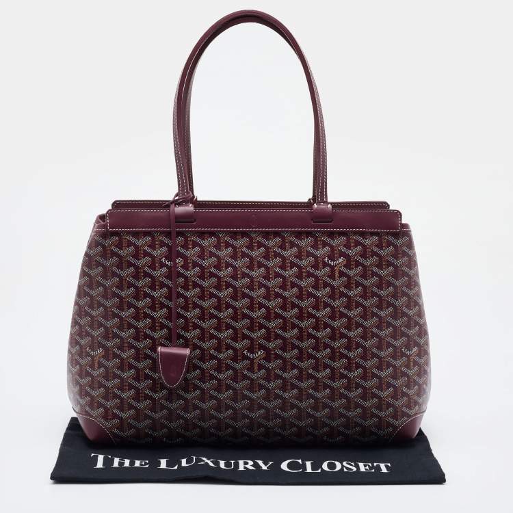 Pre Owned Goyard Burgundy Goyardine Coated Canvas and Leather Bellechasse PM Tote