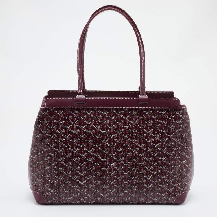 Pre Owned Goyard Burgundy Goyardine Coated Canvas and Leather Bellechasse PM Tote