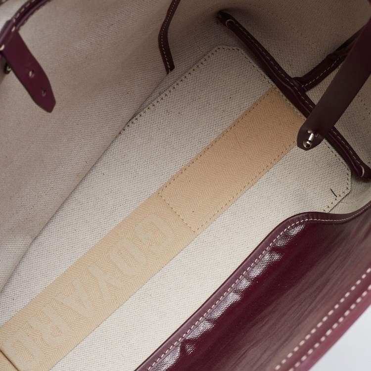 Pre Owned Goyard Burgundy Goyardine Coated Canvas and Leather Bellechasse PM Tote