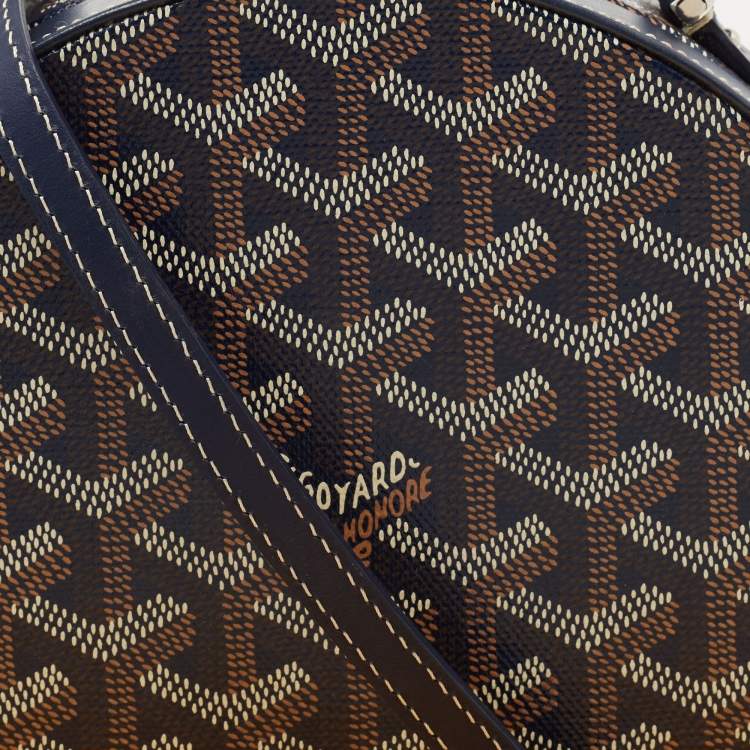 Pre Owned Goyard Navy Blue Goyardine Coated Canvas and Leather Alto Hatbox Trunk Bag