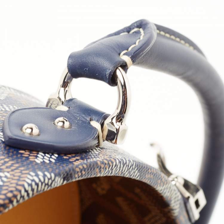 Pre Owned Goyard Navy Blue Goyardine Coated Canvas and Leather Alto Hatbox Trunk Bag