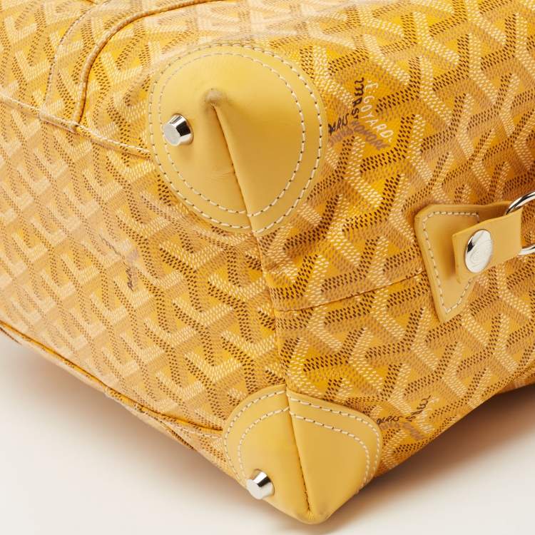 Pre Owned Goyard Yellow Goyardine Coated Canvas and Leather Boeing 30 Bag