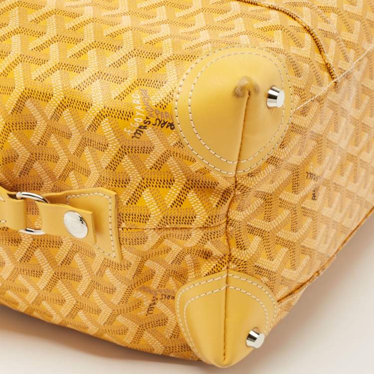 Pre Owned Goyard Yellow Goyardine Coated Canvas and Leather Boeing 30 Bag