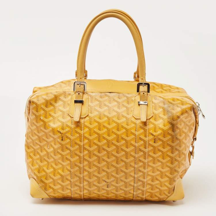 Pre Owned Goyard Yellow Goyardine Coated Canvas and Leather Boeing 30 Bag