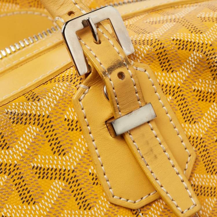 Pre Owned Goyard Yellow Goyardine Coated Canvas and Leather Boeing 30 Bag