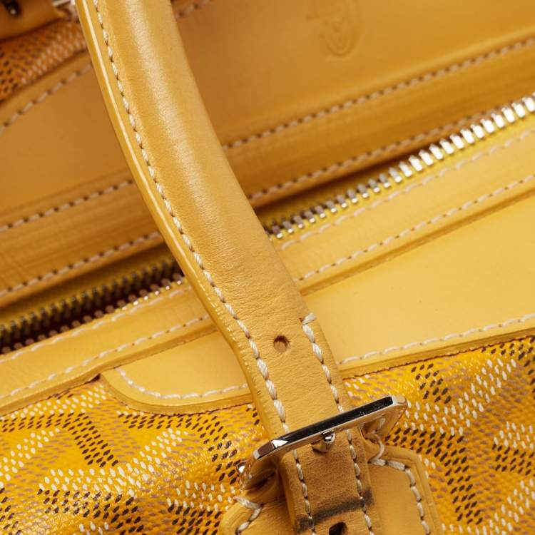 Pre Owned Goyard Yellow Goyardine Coated Canvas and Leather Boeing 30 Bag