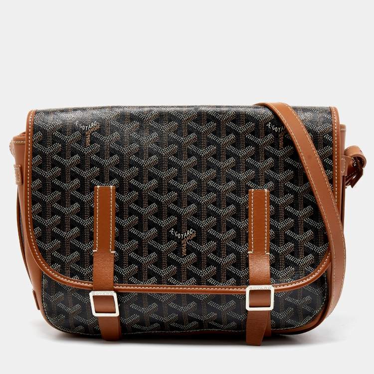 Goyard Tote Bag Black Brown Canvas Hardy PM with Pouch Shoulder Bag Leather