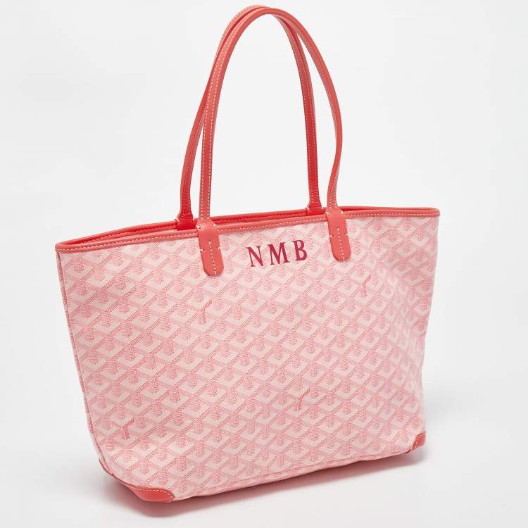 Pre Owned Goyard Pink Goyardine Coated Canvas and Leather Artois PM Tote