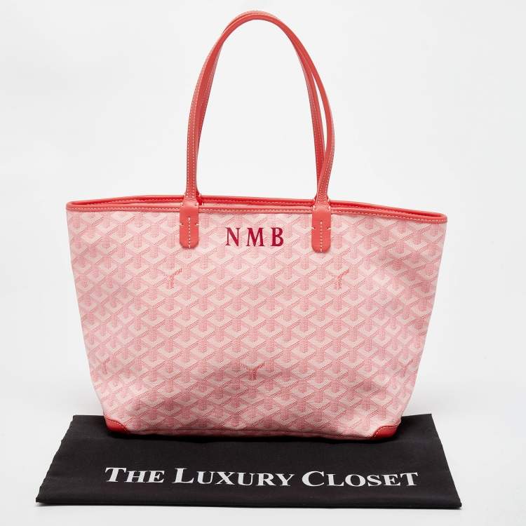 Pre Owned Goyard Pink Goyardine Coated Canvas and Leather Artois PM Tote