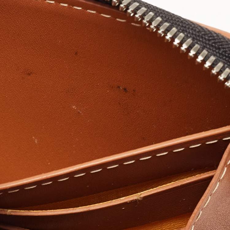 Pre Owned Goyard Brown Goyardine Coated Canvas  and Leather Matignon Zip Around PM Wallet