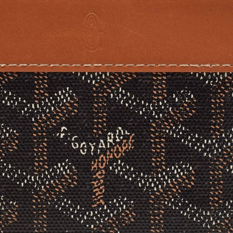 Pre Owned Goyard Brown Goyardine Coated Canvas  and Leather Matignon Zip Around PM Wallet