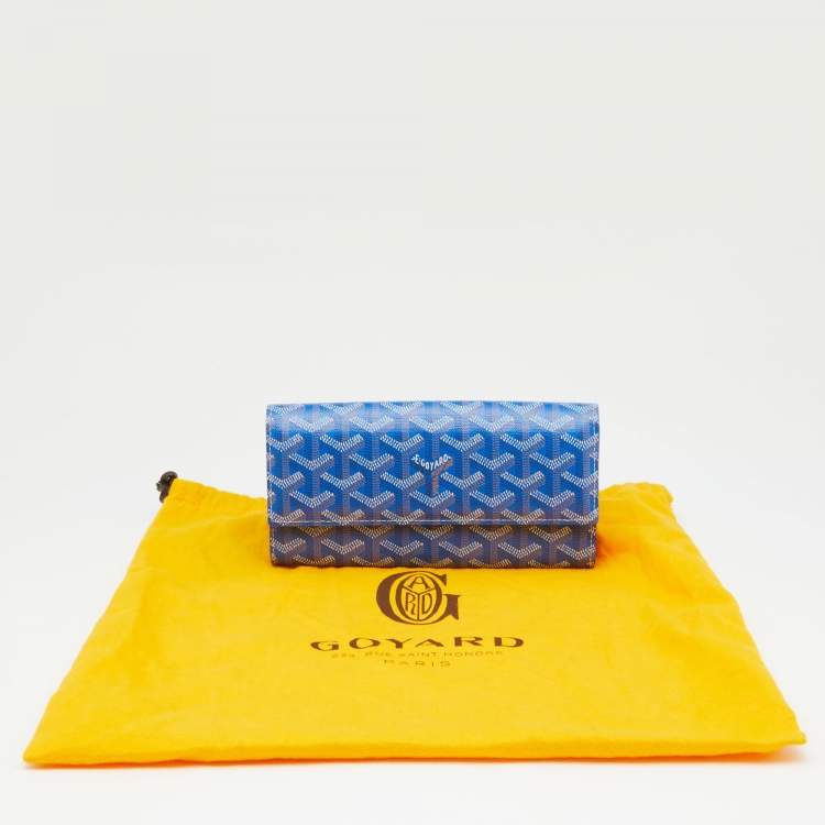 Pre Owned Goyard Blue Goyardine Coated Canvas Varenne Continental Wallet