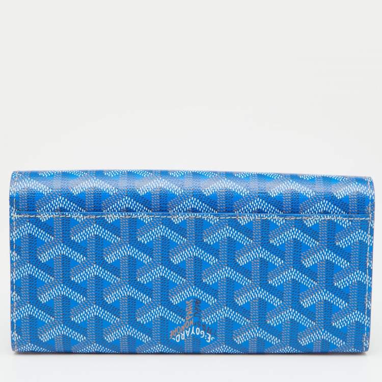 Pre Owned Goyard Blue Goyardine Coated Canvas Varenne Continental Wallet