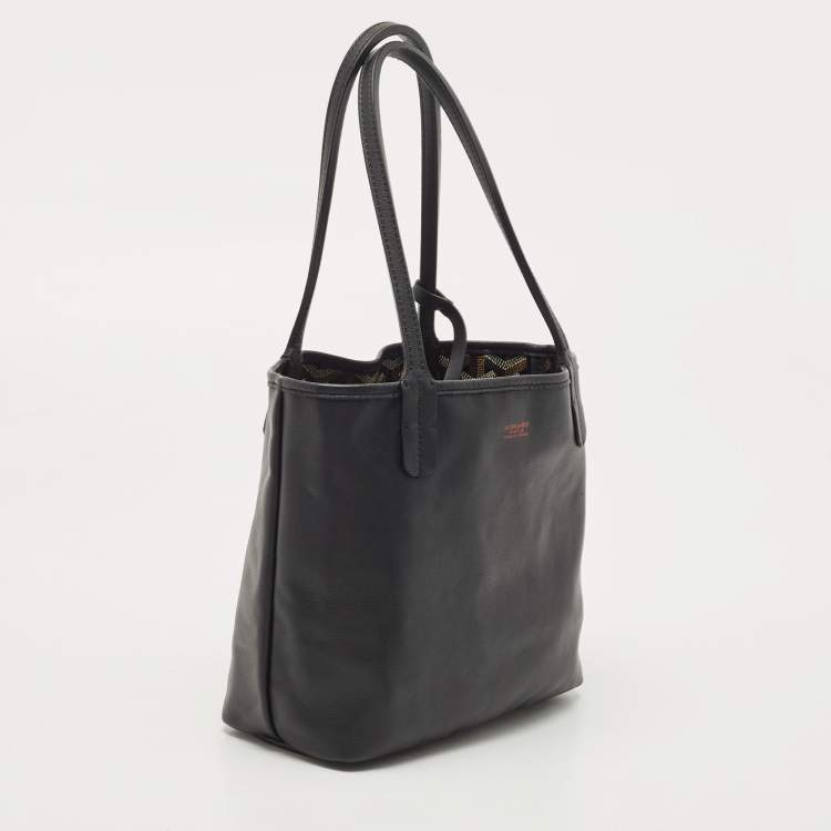 Pre Owned Goyard Black Leather Mini Anjou Tote