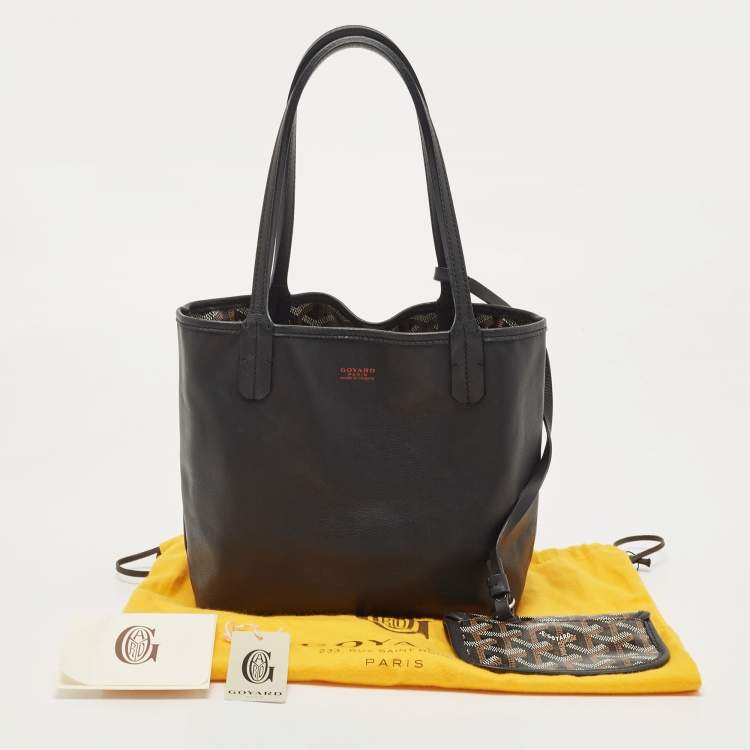 Pre Owned Goyard Black Leather Mini Anjou Tote