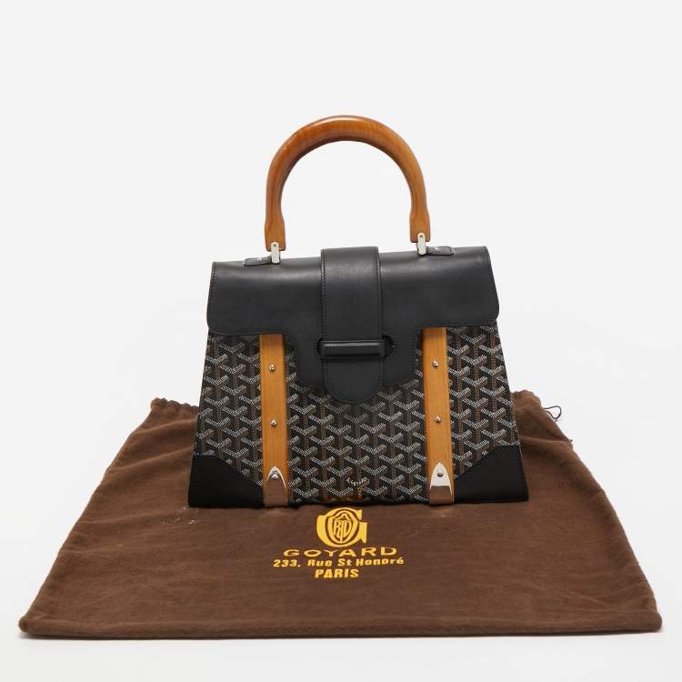 Pre Owned Goyard Black Goyardine Coated Canvas and Leather Saigon MM Top Handle Bag