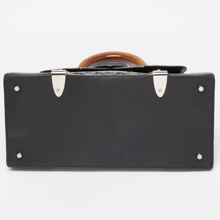 Pre Owned Goyard Black Goyardine Coated Canvas and Leather Saigon MM Top Handle Bag