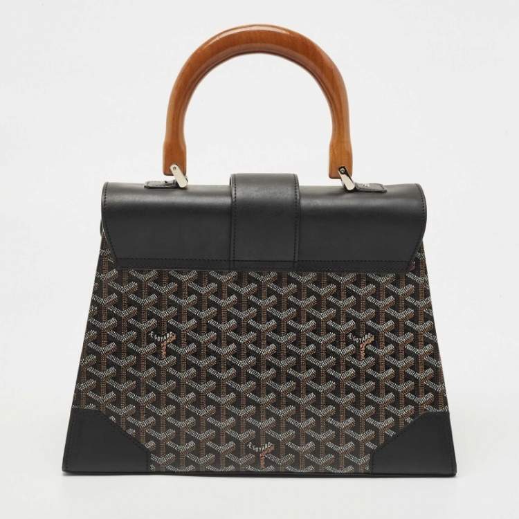 Pre Owned Goyard Black Goyardine Coated Canvas and Leather Saigon MM Top Handle Bag