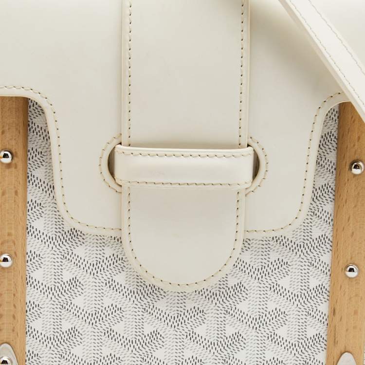Pre Owned Goyard White Goyardine Coated Canvas and Leather PM Saigon Top Handle Bag
