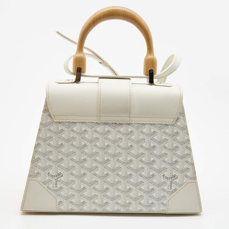 Pre Owned Goyard White Goyardine Coated Canvas and Leather PM Saigon Top Handle Bag