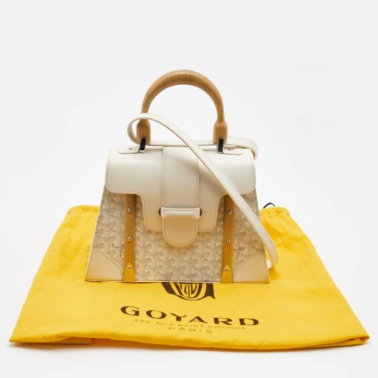 Pre Owned Goyard White Goyardine Coated Canvas and Leather PM Saigon Top Handle Bag