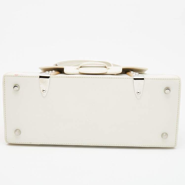 Pre Owned Goyard White Goyardine Coated Canvas and Leather PM Saigon Top Handle Bag