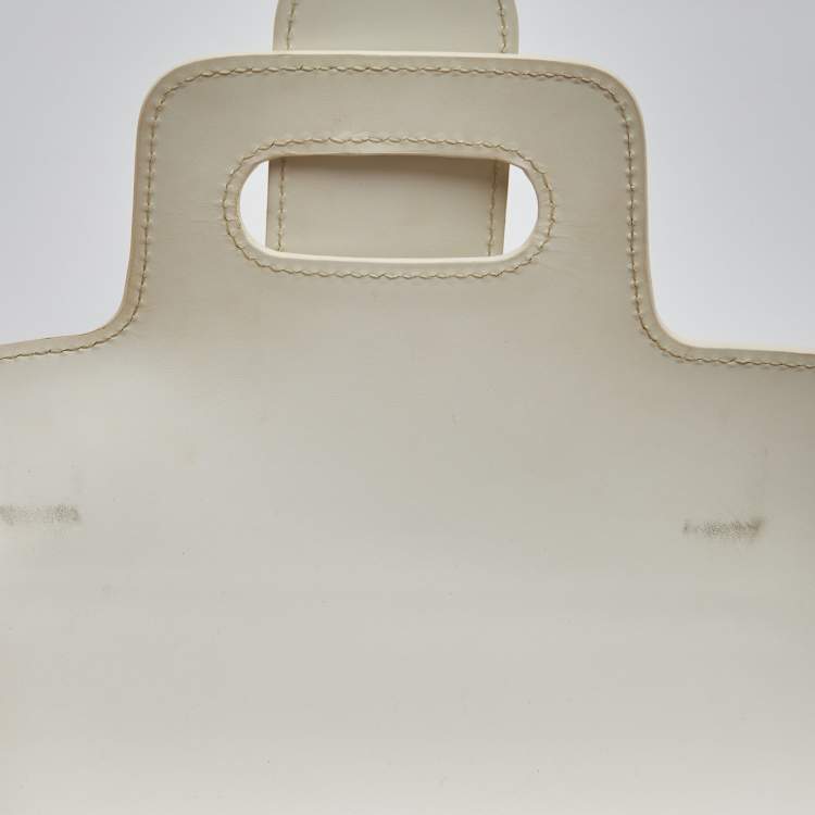 Pre Owned Goyard White Goyardine Coated Canvas and Leather PM Saigon Top Handle Bag