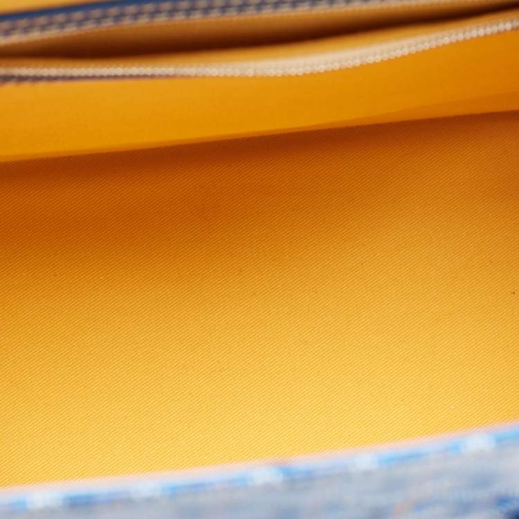 Pre Owned Goyard Blue Goyardine Coated Canvas and Leather Saigon MM Top Handle Bag