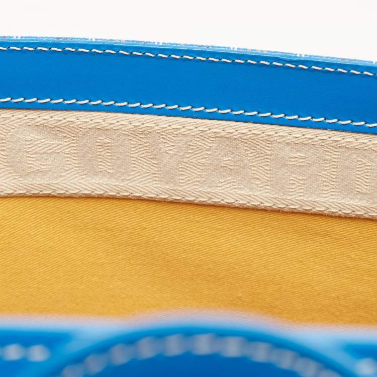 Pre Owned Goyard Blue Goyardine Coated Canvas and Leather Saigon MM Top Handle Bag