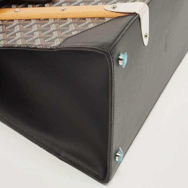 Pre Owned Goyard Black Goyardine Coated Canvas and Leather Saigon MM Top Handle Bag