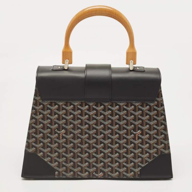 Pre Owned Goyard Black Goyardine Coated Canvas and Leather Saigon MM Top Handle Bag