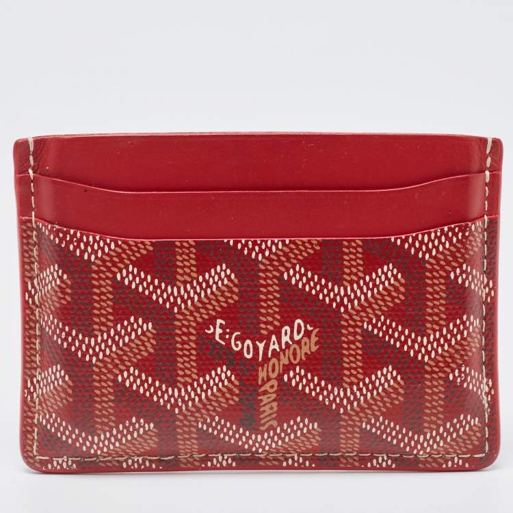 Pre Owned Goyard Red Goyardine Coated Canvas and Leather Saint Sulpice Wallet