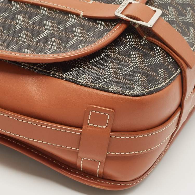 مملوكة مسبقًا Goyard Black/Brown Goyardine Coated Canvas and Leather Belvedere MM Saddle Bag