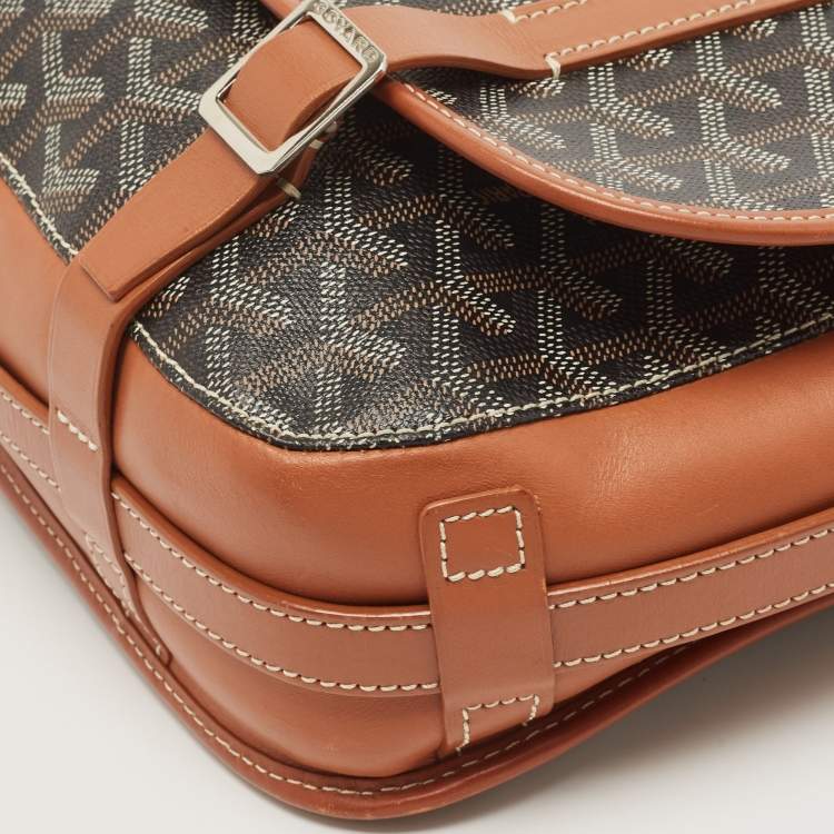مملوكة مسبقًا Goyard Black/Brown Goyardine Coated Canvas and Leather Belvedere MM Saddle Bag