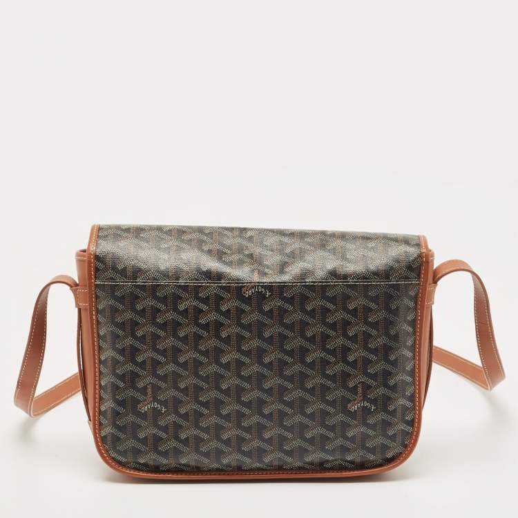 مملوكة مسبقًا Goyard Black/Brown Goyardine Coated Canvas and Leather Belvedere MM Saddle Bag