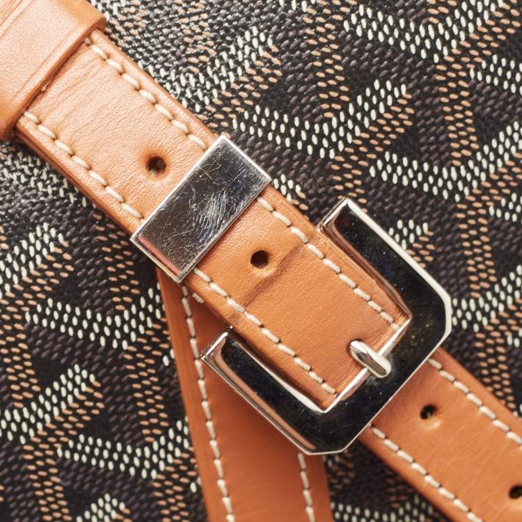 مملوكة مسبقًا Goyard Black/Brown Goyardine Coated Canvas and Leather Belvedere MM Saddle Bag