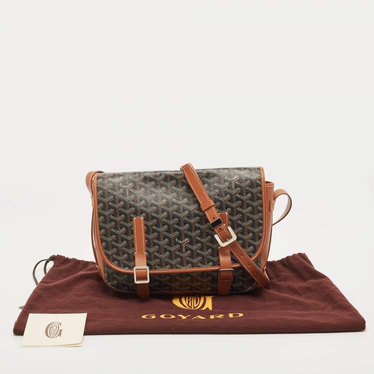 مملوكة مسبقًا Goyard Black/Brown Goyardine Coated Canvas and Leather Belvedere MM Saddle Bag