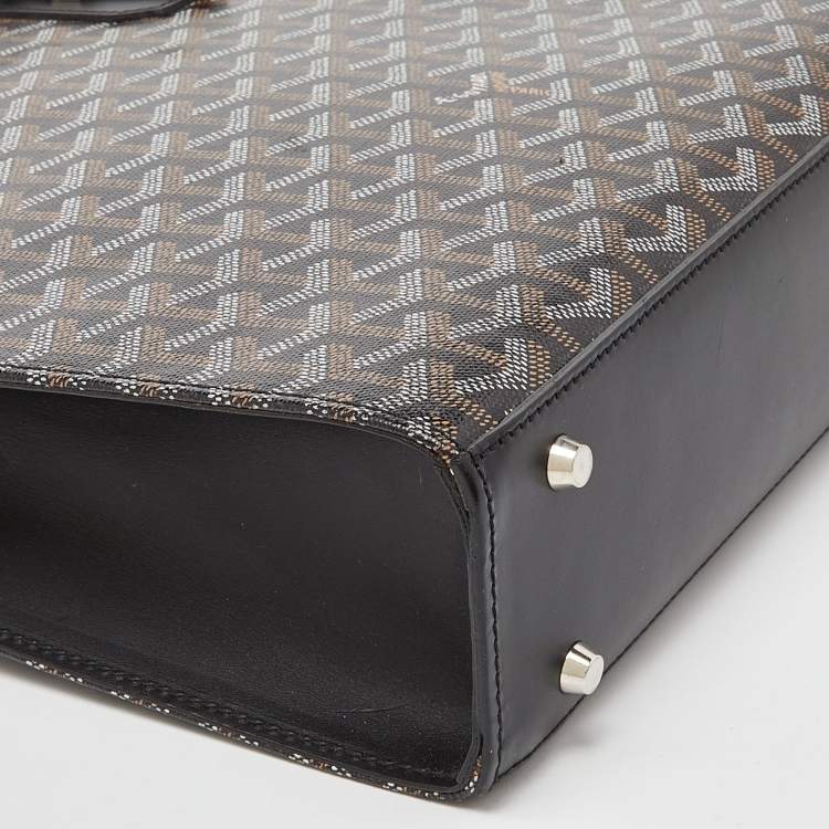 Pre Owned Goyard Black Goyardine Coated Canvas and Leather Comores PM Tote