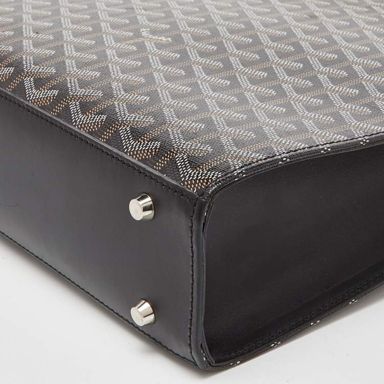 Pre Owned Goyard Black Goyardine Coated Canvas and Leather Comores PM Tote