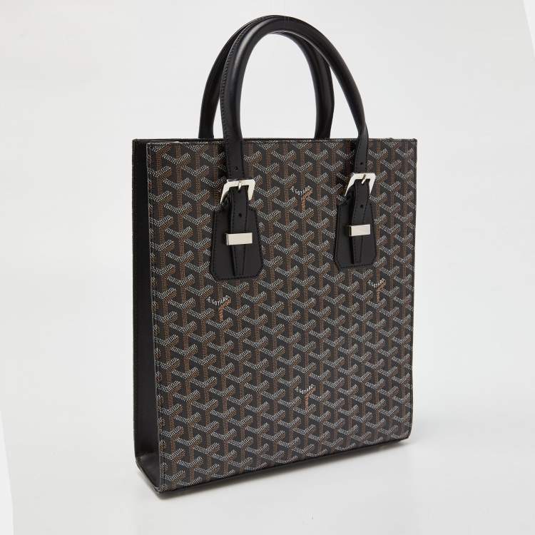 Pre Owned Goyard Black Goyardine Coated Canvas and Leather Comores PM Tote