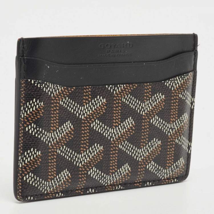 Pre Owned Goyard Black Goyardine Coated Canvas and Leather Saint Sulpice Card Holder