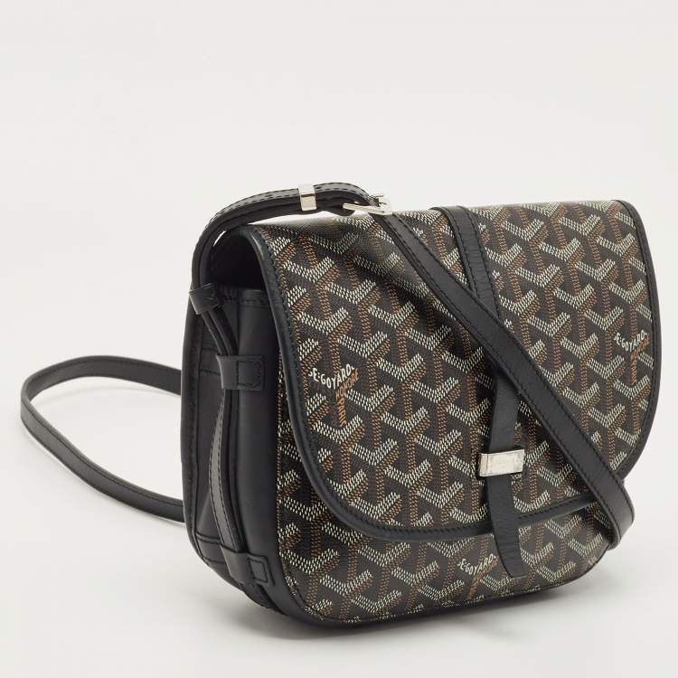 Pre Owned Goyard Black Goyardine Coated Canvas Belvedere PM Shoulder Bag
