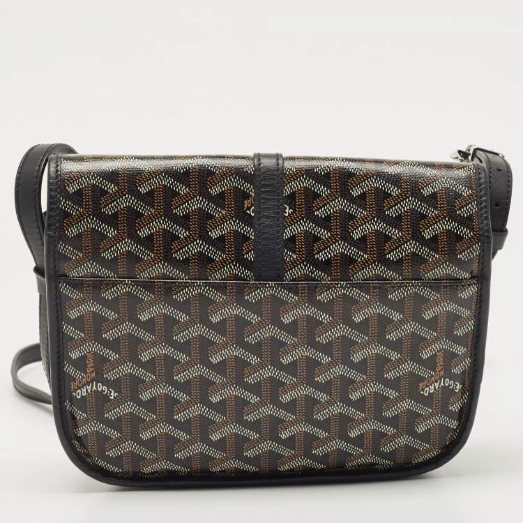 Pre Owned Goyard Black Goyardine Coated Canvas Belvedere PM Shoulder Bag