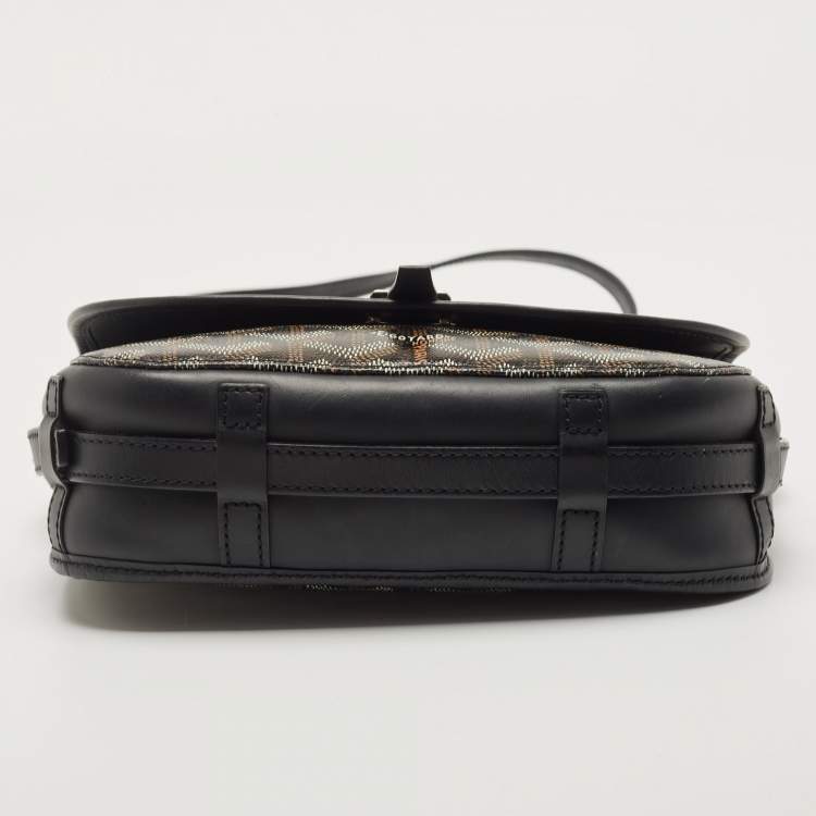 Pre Owned Goyard Black Goyardine Coated Canvas Belvedere PM Shoulder Bag