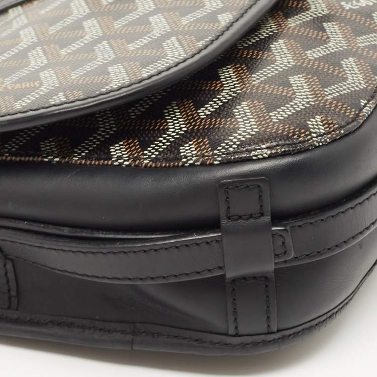 Pre Owned Goyard Black Goyardine Coated Canvas Belvedere PM Shoulder Bag